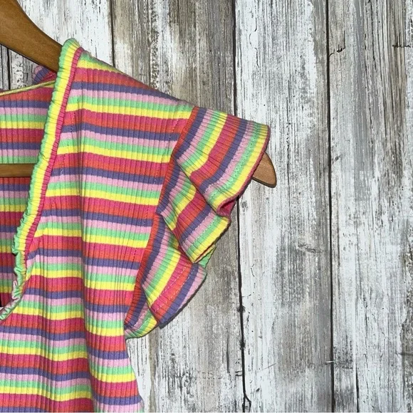 NWT THML Rainbow Ribbed Faux Button Stretch Blouse Women’s - Picture 2 of 4